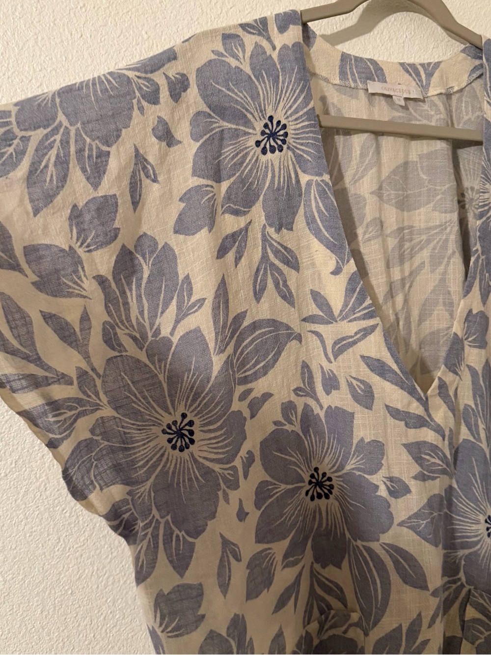 Olivaceous Women’s Blue 100% Cotton Floral Tunic Coverup Size Medium - Picture 5 of 11